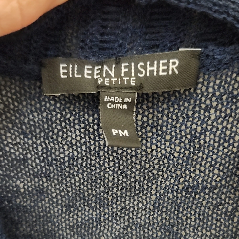 Eileen Fisher Blue Cardigan with Draped Front - Picture 2 of 11